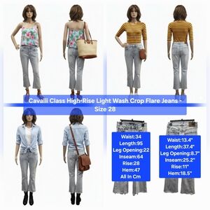 Cavalli Class Light Wash Crop Flare Jeans Size 28